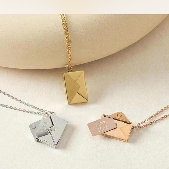 Rose Gold Stainless Steel Love Letter
Envelope Necklace - Picture 3 of 11